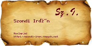 Szondi Irén névjegykártya